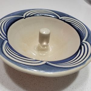 The Original Apple Baker Baking Dish, Combed Blue on White baked apple dish